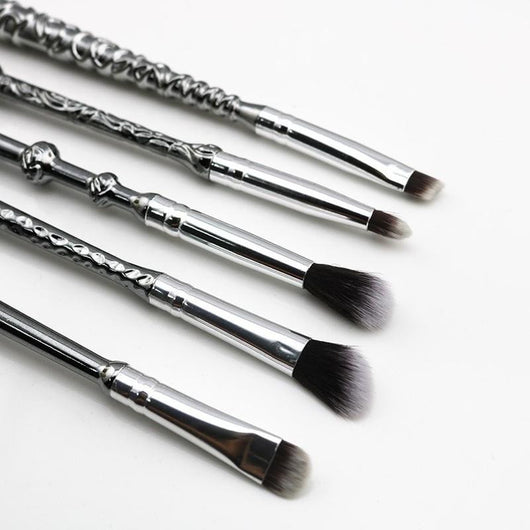 Harry Potter Wand Makeup Brush Set - 5 Piece Black and Silver